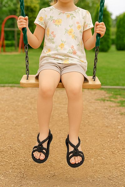 Lurji Knitted Patterned Non-Slip Sole Soft Mother Daughter Sandals