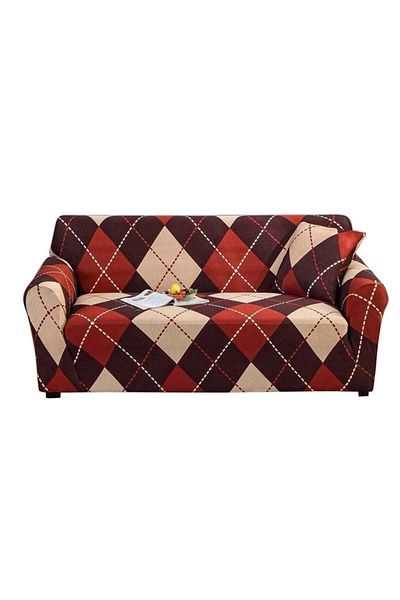 Generic Huitich Double Seat Elastic Printed Sofa Cover Brown Mix 145x185 cm