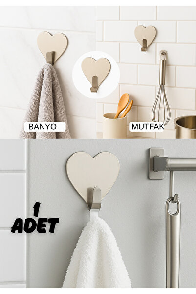 BRE HOME Kalpli Metal Duvar Askısı – Banyo & Mutfak Kullanımına Uygun | 1 Adet