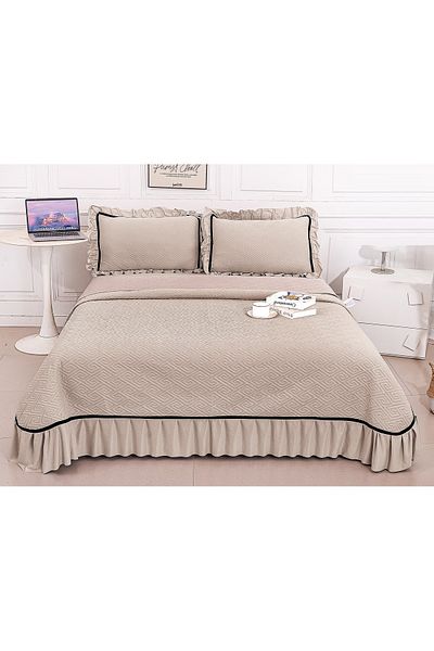 CHIRASO CHIRASO Bedspread Set, VELVET, with Ruffles, 3 Pieces, 230x250 cm, 2 Pillowcases 52x72 cm, UNI
