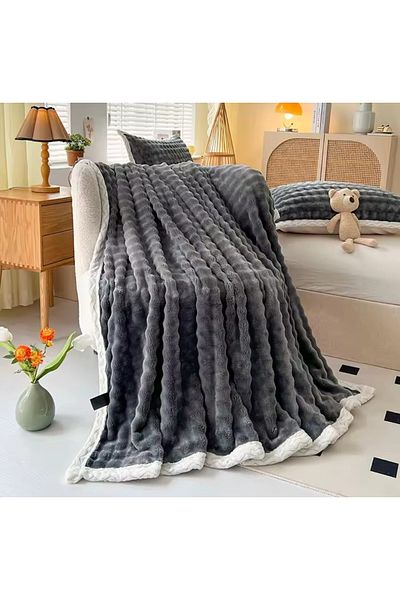 CHIRASO CHIRASO blanket, fluffy Cocolino, with fur edge, plush microfiber, 200x230 cm, UNI