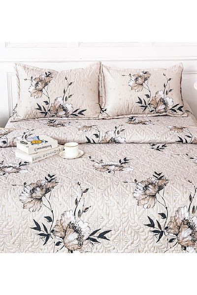 CHIRASO Microfiber Quilted Duvet Set, 2-Sided, 3-Piece, Duvet Cover 220x240cm, 2 Pillowcases
