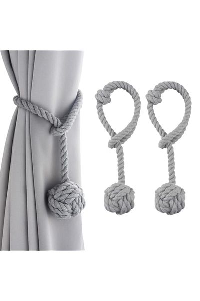 Generic Loloty 2 Pack Curtain Tiebacks, Handmade Natural Cotton Rope Tie Bakes, Decorative Knot Ball Holdba