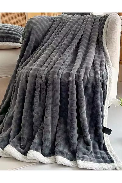 CHIRASO CHIRASO blanket, fluffy Cocolino, with fur edge, plush microfiber, 200x230 cm, UNI