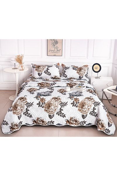 CHIRASO Microfiber Quilted Duvet Set, 2-Sided, 3-Piece, Duvet Cover 220x240cm, 2 Pillowcases