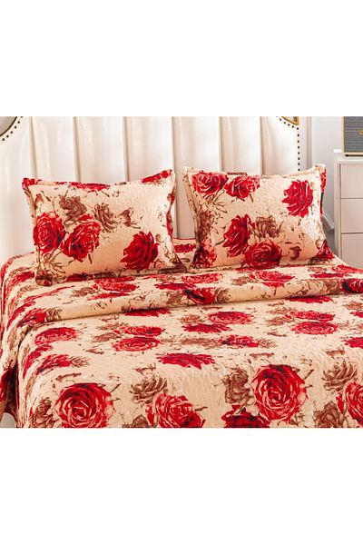 CHIRASO Microfiber Quilted Duvet Set, 2-Sided, 3-Piece, Duvet Cover 220x240cm, 2 Pillowcases