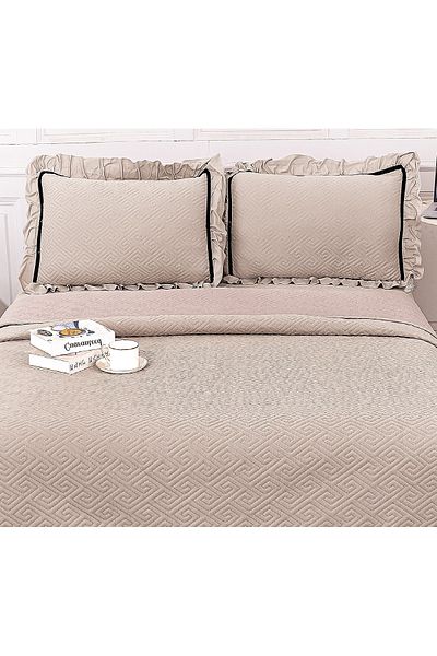 CHIRASO CHIRASO Bedspread Set, VELVET, with Ruffles, 3 Pieces, 230x250 cm, 2 Pillowcases 52x72 cm, UNI