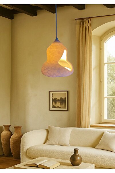 Oxyteez Rustik İskandinav Serisi Beton Görünümlü Tekli Avize Sarkıt Çevre Dostu Avize Salon Mutfak