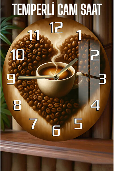 kutuTR Coffee Stylish Design That Will Bring Your Love Home! 3D Looking Tempered Glass Watch – 33 cm Csdw221