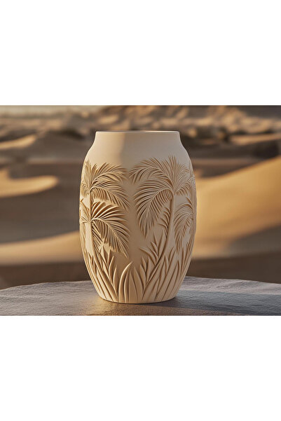 T.Gift 3D Palmiye desenli çok şık kaliteli 3d baskı vazo
