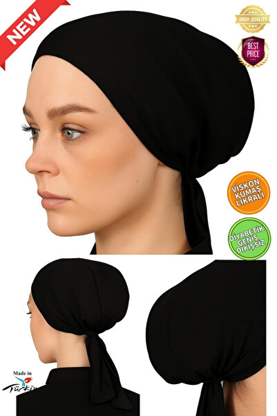 hijabchi XL Geniş Kalıp Tesettür İç Bonesi - Viskon Likralı Kumaş - Diyabetik Bone - Siyah