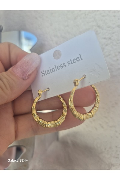 Pinkimaj Fashion Hoop Earrings Models Gold Steel Bamboo Model Earrings Style Models