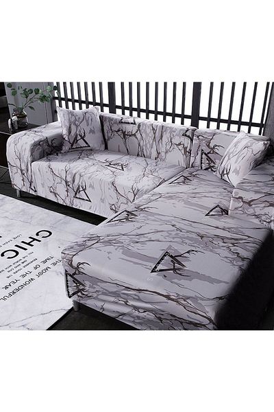 Generic Nordic Style Marbling Pattern Sofa Slipcover Grey 90 x 140cm