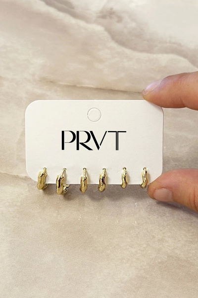 PRVT Gold Minimal Hoop Women's Steel Earring Set – Stainless, Non-Tarnishing,...