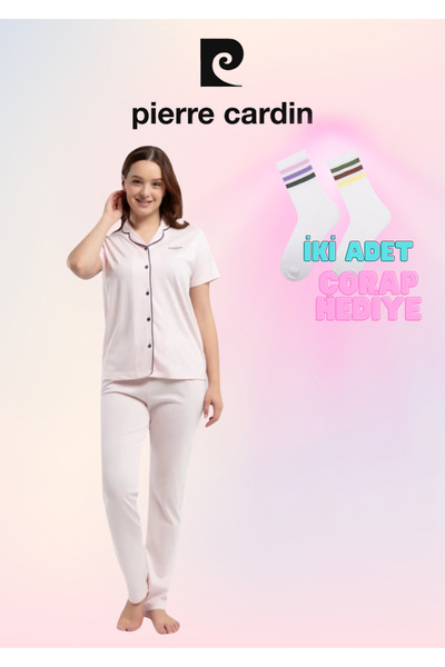 Pierre Cardin Women's Clothing Cotton Modal Short Sleeve Shirt Pajamas Set (2 Gift Socks) Ol.Pc.7715.001