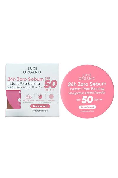 LUXE ORGANIX 24H Zero Sebum Instant Pore Blurring Weightless Matte Powder SPF 50 PA+ Translucent 50g