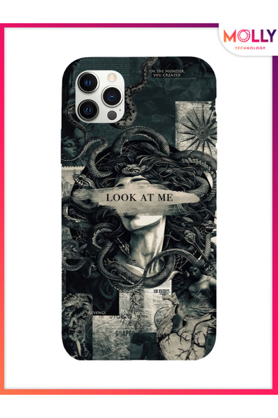 Molly iPhone 12 Pro Max İçin Siyah Medusa's Gaze Desenli Silikon Kılıf