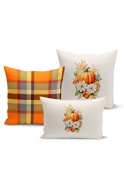 Bertille Home Autumn Series Double Side Digital Printed Set of 3 Throw Pillow...