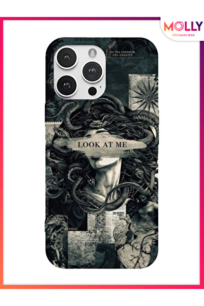 Molly iPhone 13 Pro Max İçin Siyah Medusa's Gaze Desenli Silikon Kılıf