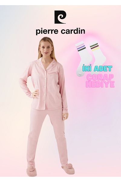 Pierre Cardin Women's Clothing Cotton Modal Long Sleeve Shirt Pajamas Set (2 Gift Socks) Ol.Pc.7717.001