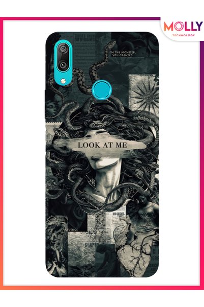 Molly حافظة سيليكون بنمط Medusa's Gaze باللون الأسود لهاتف Huawei Y7 2019