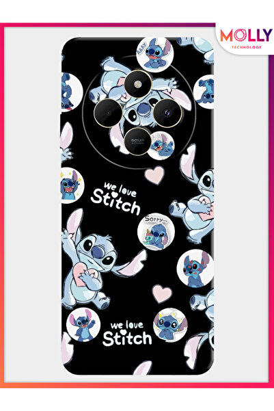 Molly Xiaomi Redmi 14C 4G İçin siyah We Love Stitch Desenli Silikon Kılıf