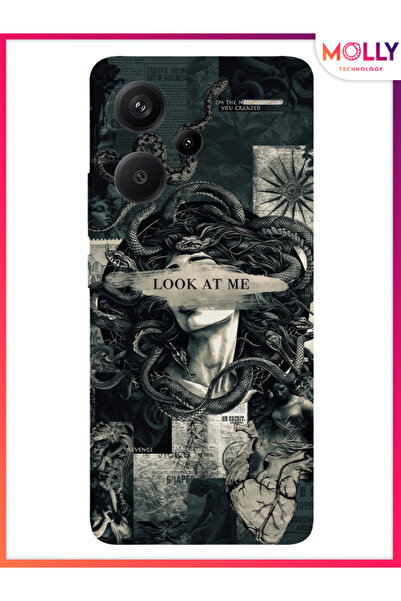 Molly Xiaomi Redmi Note 13 Pro Plus 5G İçin Siyah Medusa's Gaze Desenli Silik...