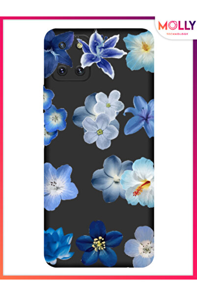 Molly Samsung Galaxy Note 10 Lite İçin Siyah Azure Petals Desenli Silikon Kılıf