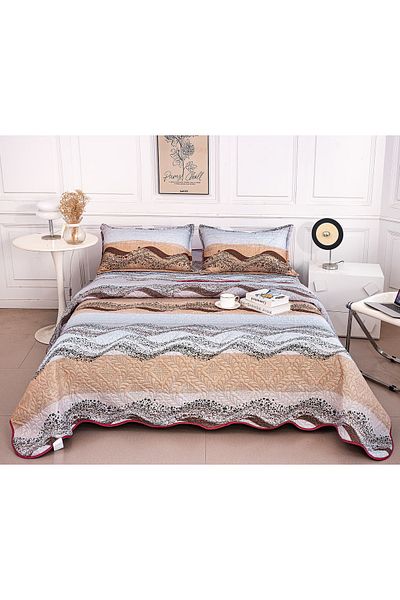 CHIRASO Microfiber Quilted Duvet Set, 2-Sided, 3-Piece, Duvet Cover 220x240cm, 2 Pillowcases