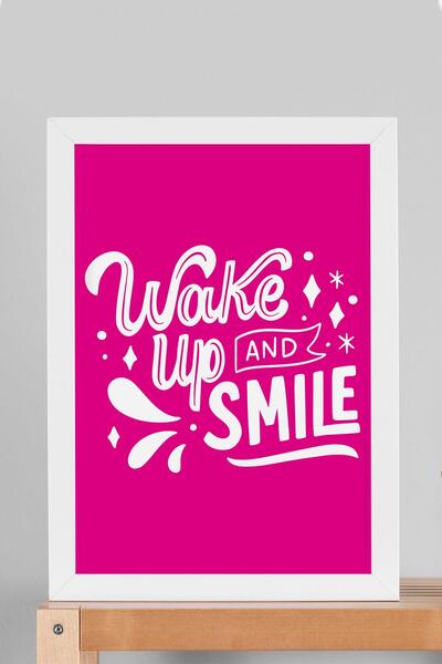 Saturn Pictură înrămată Wake Up And Smile - Poster Motivațional Scris Wake Up...