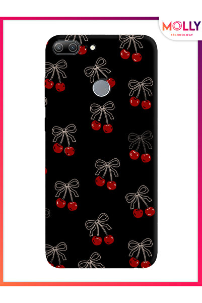 Molly Honor 9 Lite İçin Siyah Cherry Desenli Silikon Kılıf