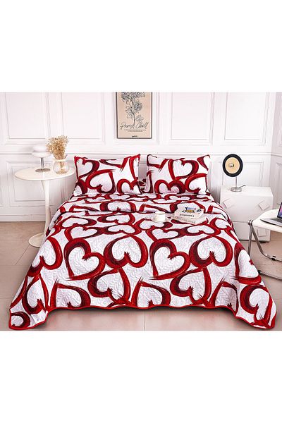 CHIRASO Microfiber Quilted Duvet Set, 2-Sided, 3-Piece, Duvet Cover 220x240cm, 2 Pillowcases