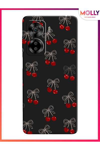 Molly Casper Via X40 İçin Siyah Cherry Desenli Silikon Kılıf
