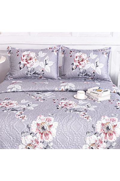 CHIRASO Microfiber Quilted Duvet Set, 2-Sided, 3-Piece, Duvet Cover 220x240cm, 2 Pillowcases