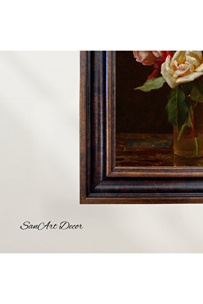 Sanart Рамкирана винтидж картина, маслена картина с принт, рамкирана картина, арт декор, картина с цветя