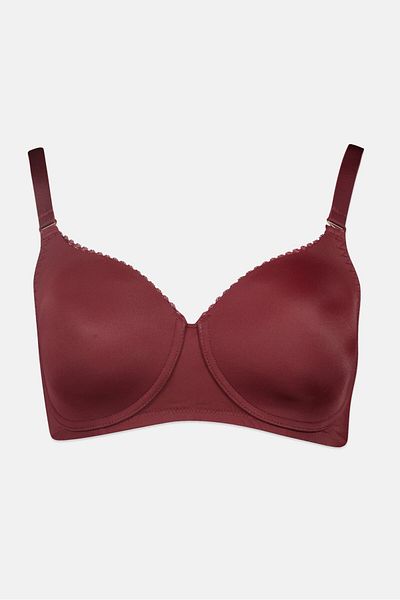 Triumph Women Solid Padded Wired Bra, Maroon