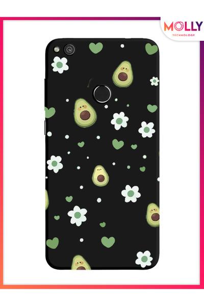 Molly Huawei P 9 Lite 2017 İçin Siyah Green Crush Desenli Silikon Kılıf