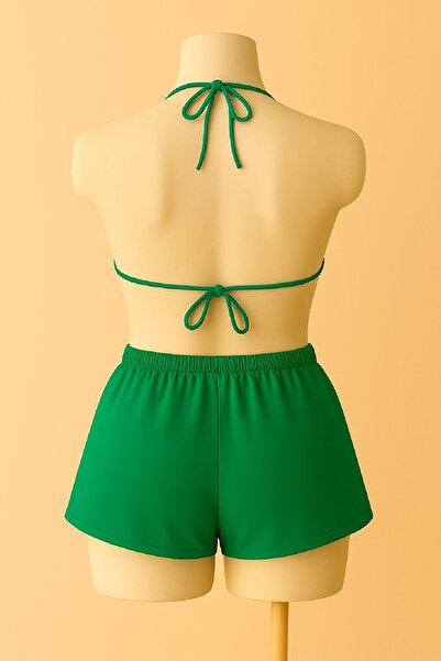 ALFA AKSESUAR 03 Women's Green Shorts Waist and Neck Tie Bikini Set
