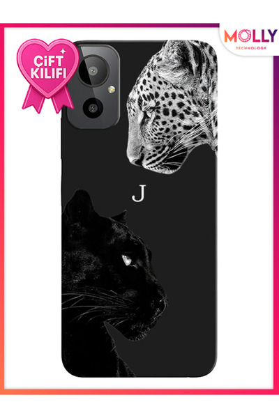 Molly Black J Letter Fingerheart Pattern Silicone Case for General Mobile Gm 23 Se