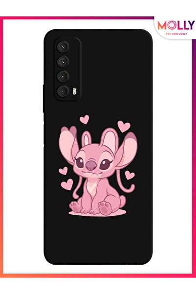 Molly Huawei P Smart 2021 İçin Siyah Angel Desenli Silikon Kılıf