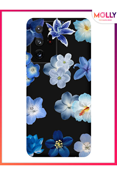 Molly Samsung Galaxy Note 20 Ultra İçin Siyah Azure Petals Desenli Silikon Kılıf
