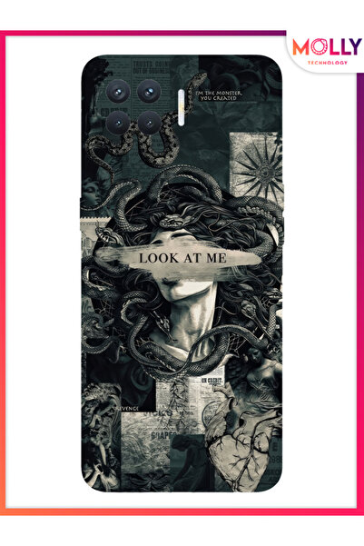 Molly Oppo Reno 4 Lite İçin Siyah Medusa's Gaze Desenli Silikon Kılıf