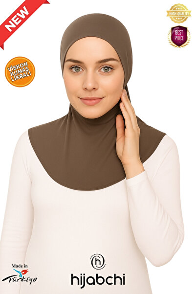 hijabchi Κασκόλ Χιτζάμπ με λαιμόκοψη XL - Υφασμάτινο ύφασμα βισκόζης με φαρδιά εφαρμογή - Κασκόλ για διαβητικούς - Σκούρο βιζόν