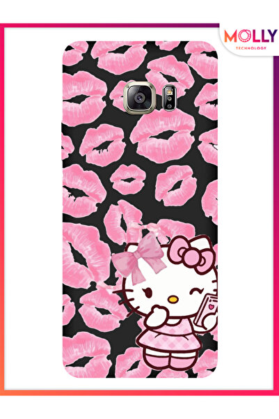 Molly Samsung Galaxy S7 İçin Siyah Pink Kiss Kitty Desenli Silikon Kılıf