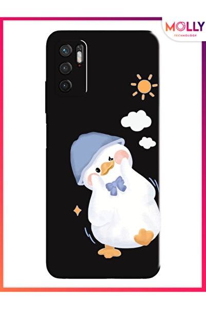 Molly Xiaomi Redmi Note 10 5G İçin Siyah Sunny Duck Desenli Silikon Kılıf