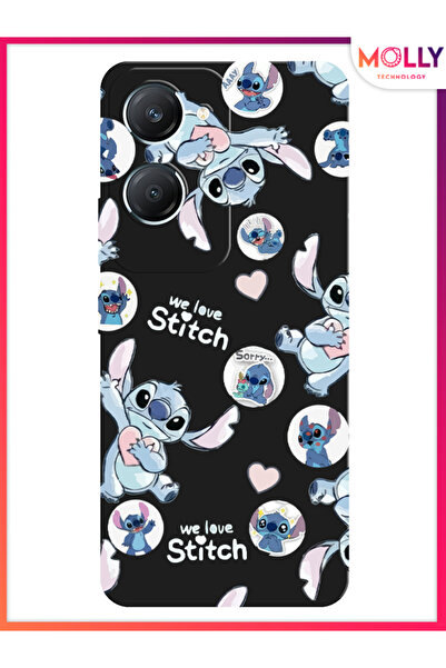 Molly Vivo Y18 İçin Siyah We Love Stitch Desenli Silikon Kılıf