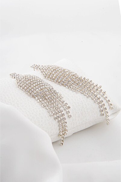 hbtasarim 7 صف طويل من الأقراط فستان السهرة ستراس ستون تتدلى الأقراط