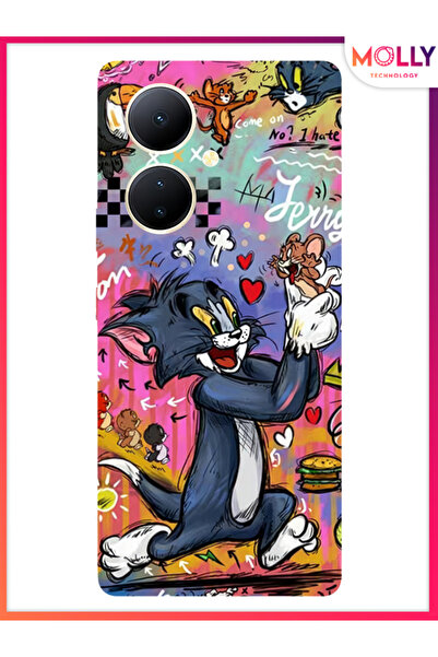Molly حافظة سيليكون بنمط Trouble Cheese باللون الأسود لهاتف Vivo V29 Lite 5G