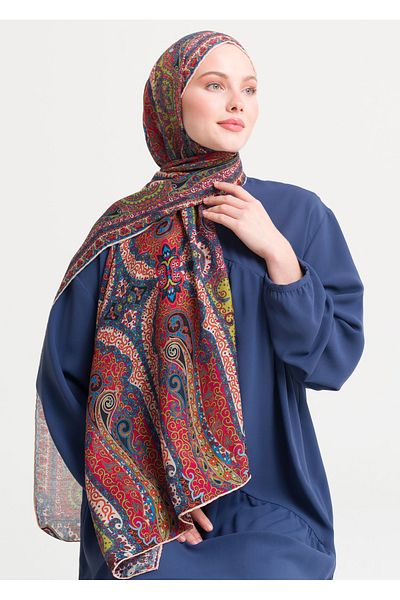 Armağan 11512 Ethnic Patterned Wool Silk Shawl V12