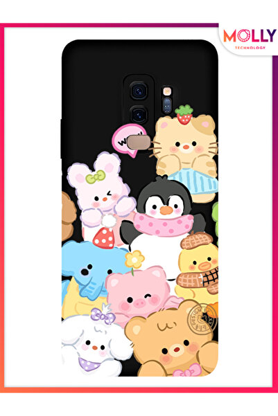 Molly Samsung Galaxy S9 Plus İçin Siyah Cuddle Crew Desenli Silikon Kılıf